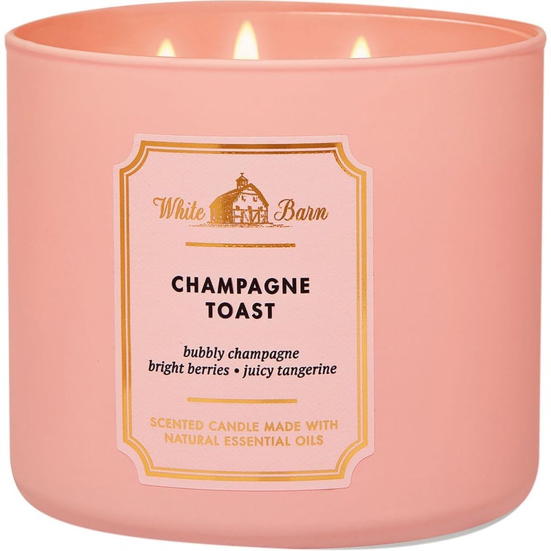 White Barn Bath and Body Works White Barn Champagne Toast 3 Wick Candle 14.5 Ounce Basic White Barn Label  Scented - Image 1